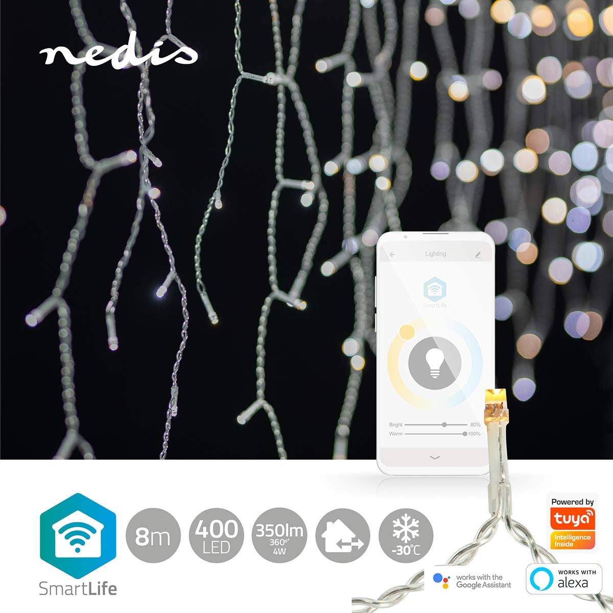 SmartLife Christmas Lighting | Icicles | Wi-Fi | Warm to cool white | 400 LEDs | 8.00 m | Android™ / IOS