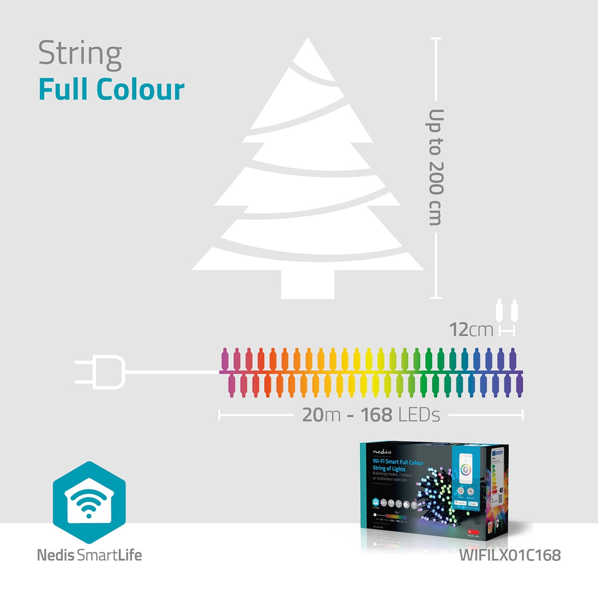 SmartLife Christmas Lighting | String | Wi-Fi | RGB | 168 LEDs | 20.0 m | Android™ / IOS