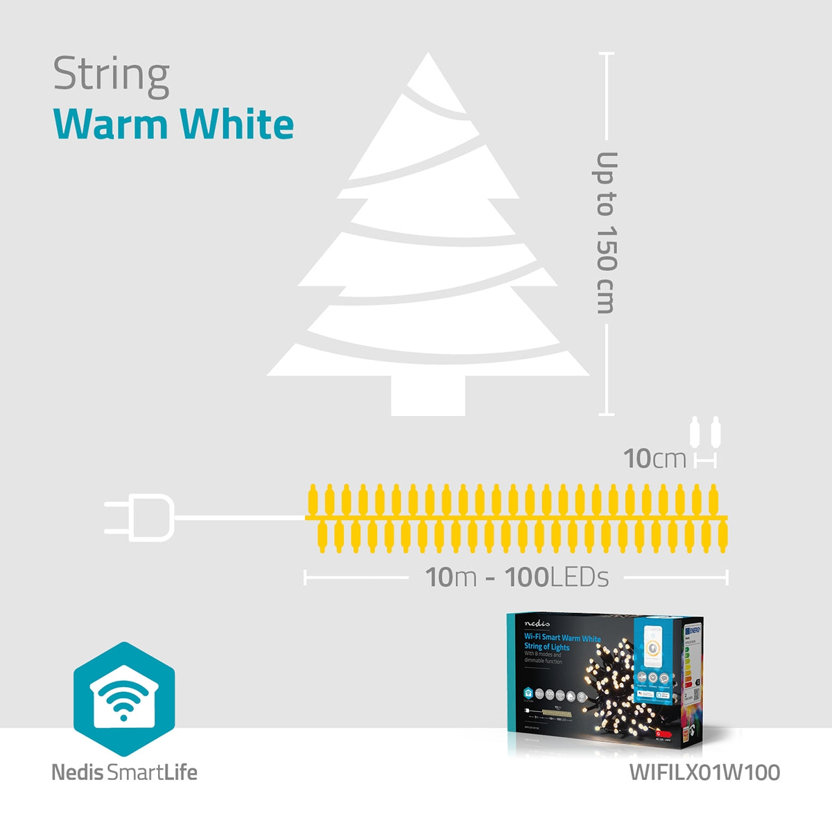 SmartLife Christmas Lighting | String | Wi-Fi | Warm White | 100 LEDs | 10.0 m | Android™ / IOS
