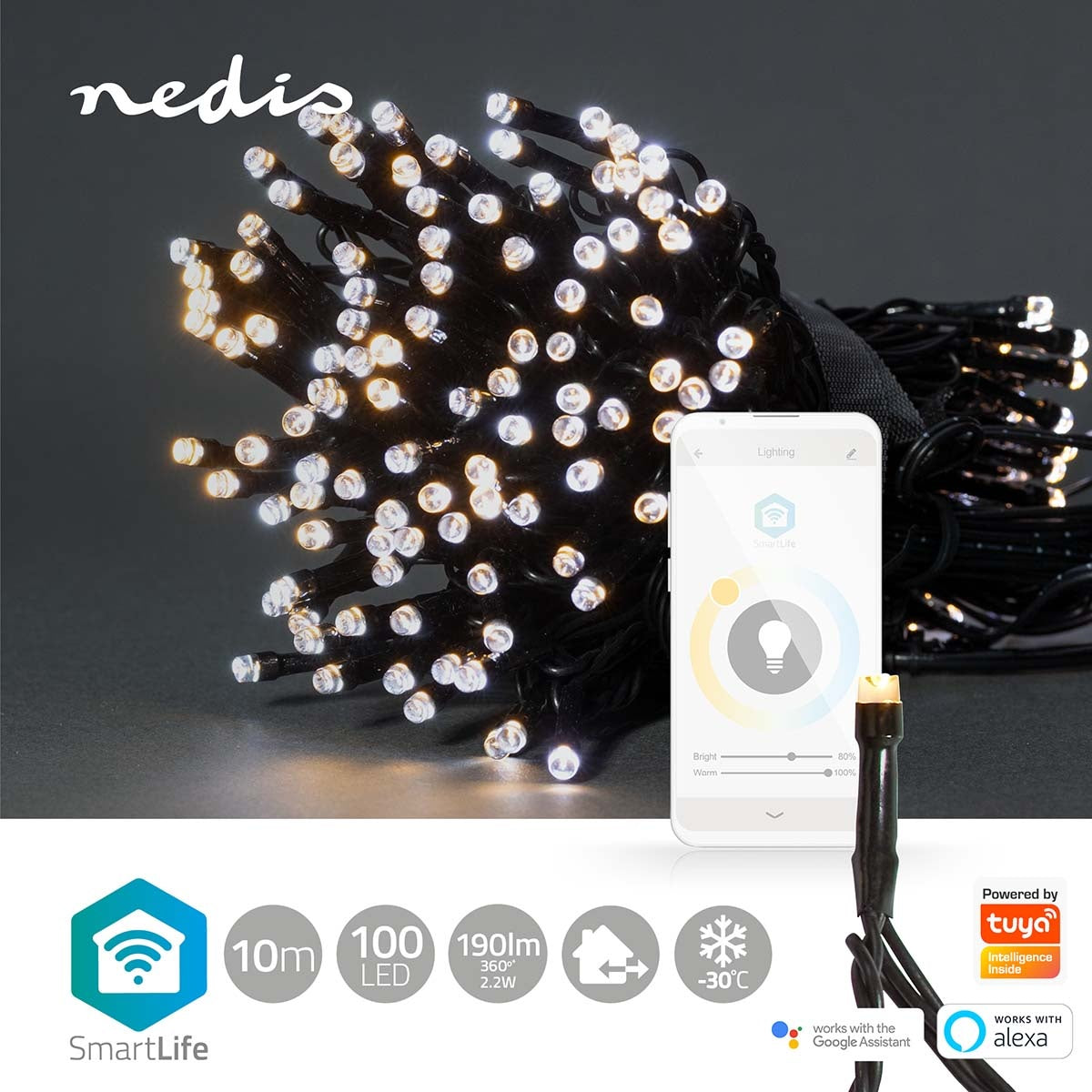 SmartLife Christmas Lighting | String | Wi-Fi | Warm to cool white | 100 LEDs | 10.0 m | Android™ / IOS