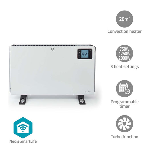 SmartLife Convection Heater | Wi-Fi | 2000 W | 3 Heat settings | LCD | 5 - 37 °C | Adjustable thermostat | White