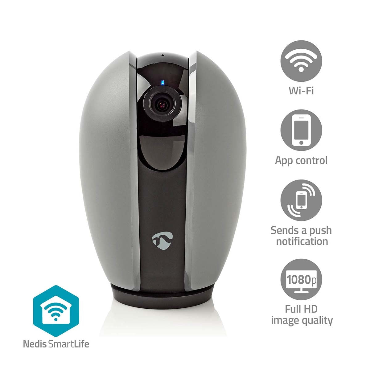 SmartLife Indoor Camera | Wi-Fi | Full HD 1080p | Pan tilt | microSD (not included) / Cloud storage (optional) | With motion sensor | Night Vision | Dark gray / White