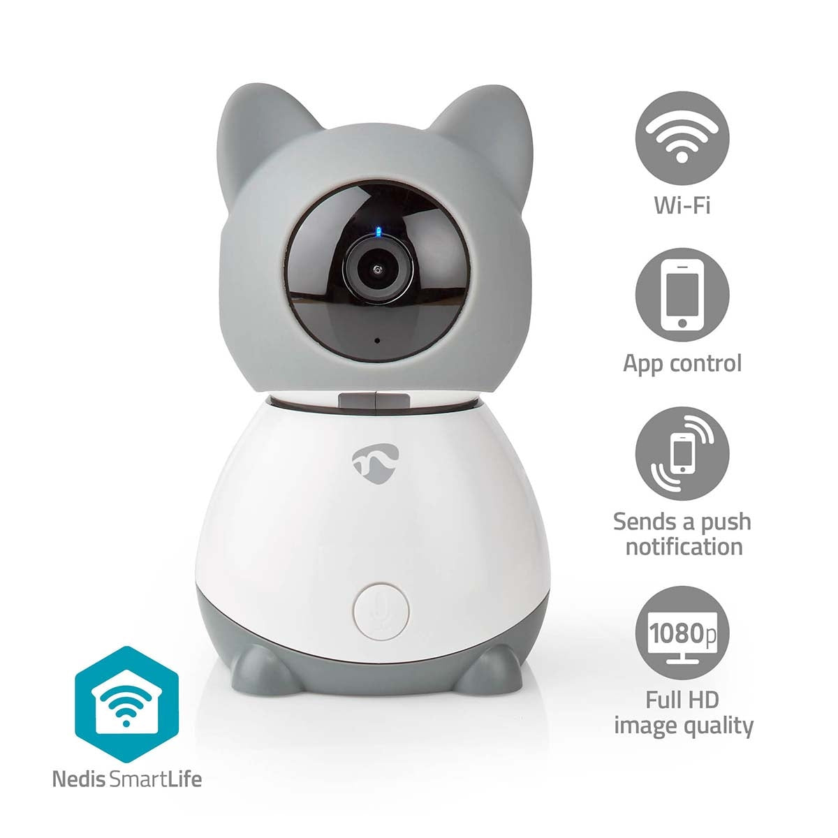 SmartLife Indoor Camera | Wi-Fi | Full HD 1080p | Pan tilt | microSD (not included) / Cloud storage (optional) | With motion sensor | Night Vision | Grey/White