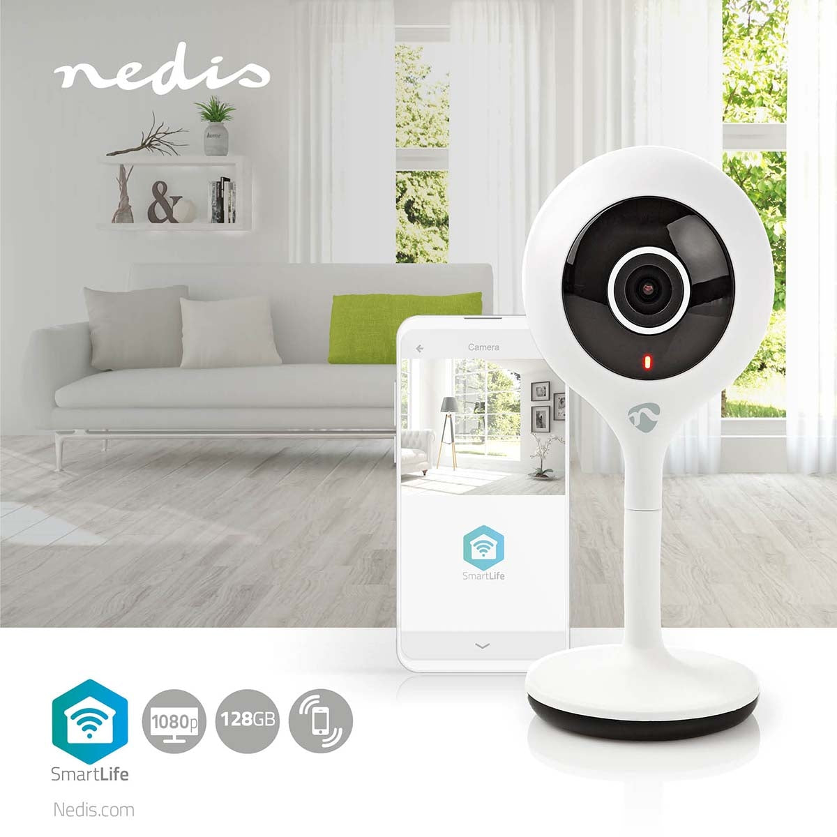 SmartLife Indoor Camera | Wi-Fi | Full HD 1080p | microSD (not included) / Cloud storage (optional) | With motion sensor | Night Vision | White