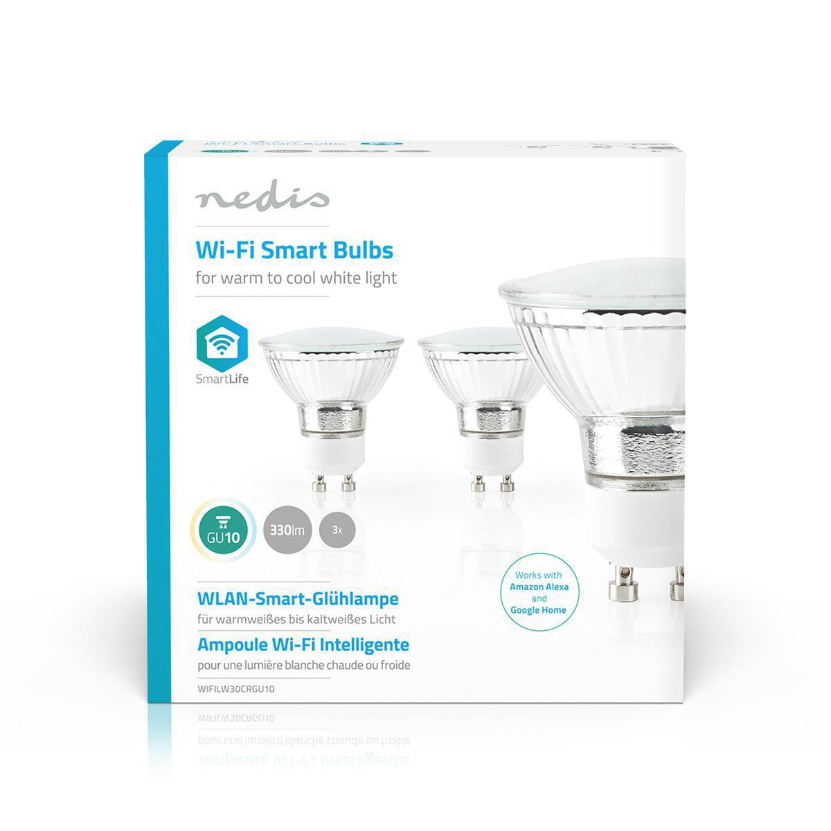 SmartLife LED Spot | Wi-Fi | GU10 | 400 lm | 5 W | Cool White / Warm White | 2700 - 6500 K | Energy class: F | Android™ / IOS | PAR16 | 3 pcs
