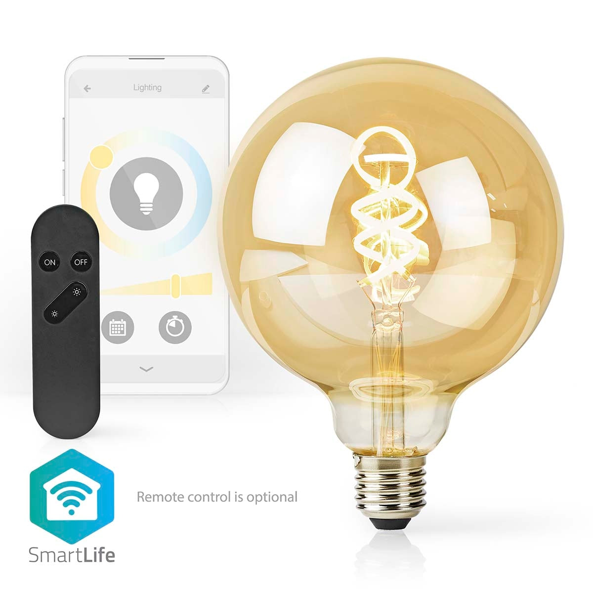 SmartLife LED vintage lamp | Wi-Fi | E27 | 360 lm | 4.9 W| Warm to cool white | 1800 - 6500 K | Glass | Android™ / IOS | Globe | 1 pc.