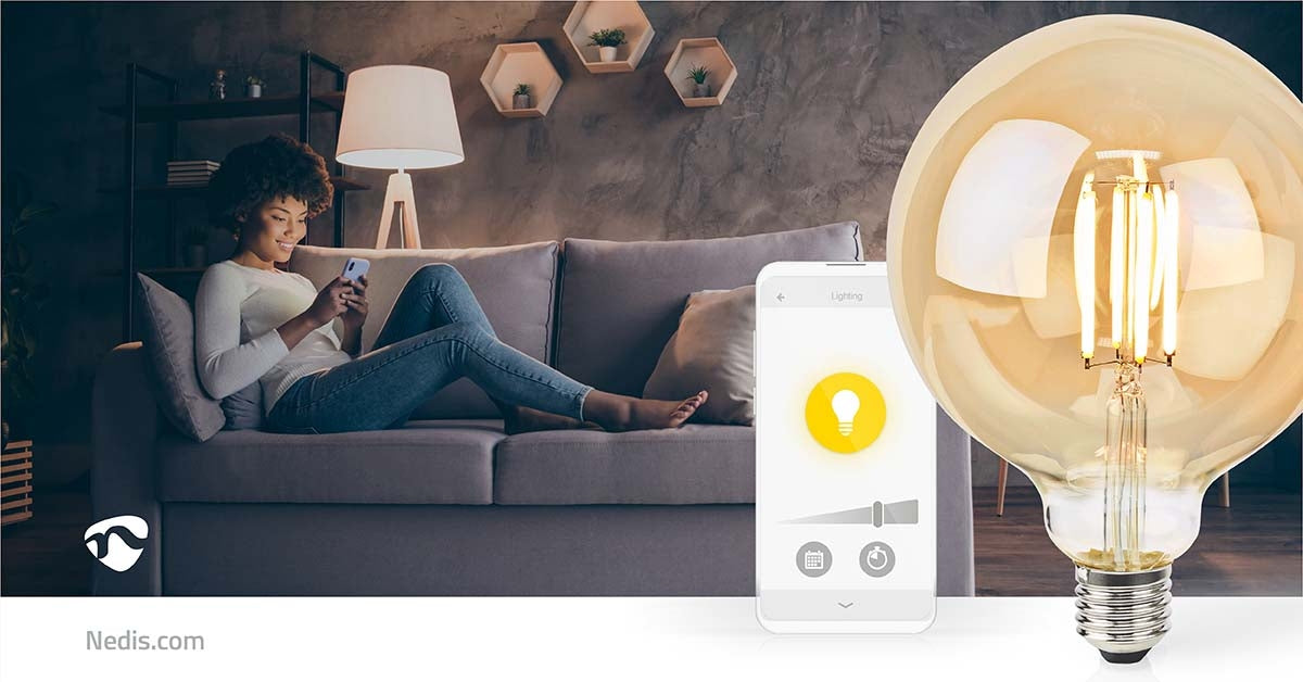 SmartLife LED vintage lamp | Wi-Fi | E27 | 806 lm | 7 W| Warm White | 1800 - 3000 K | Glass | Android™ / IOS | Globe | 1 pc.
