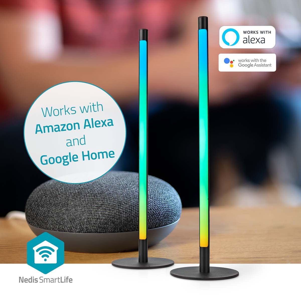 SmartLife Mood Light | Wi-Fi | Tube | 600 lm | RGBIC / Warm to Cool White | 2700 - 6500 K | 36 W | Metal | 2 pcs