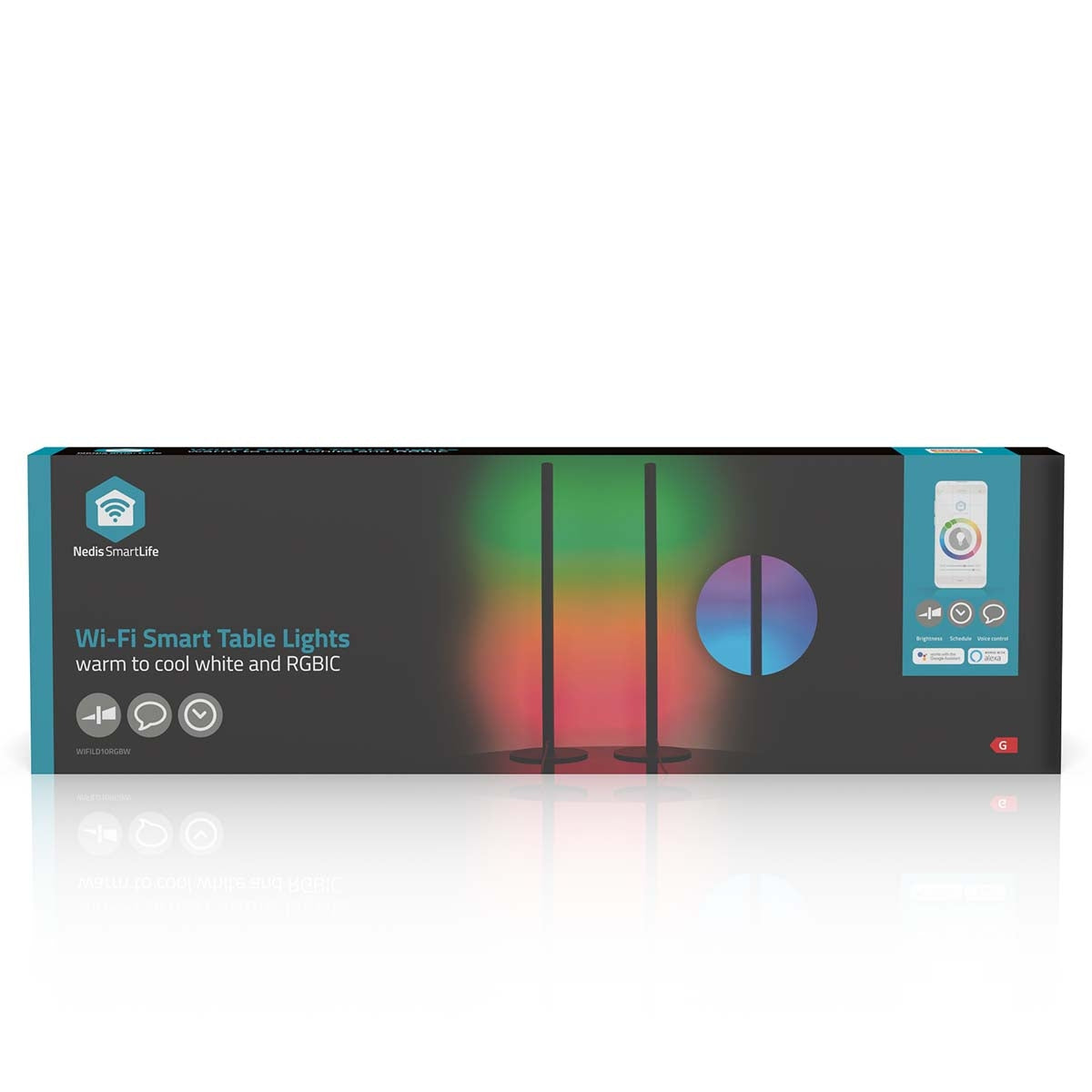 SmartLife Mood Light | Wi-Fi | Tube | 600 lm | RGBIC / Warm to Cool White | 2700 - 6500 K | 36 W | Metal | 2 pcs