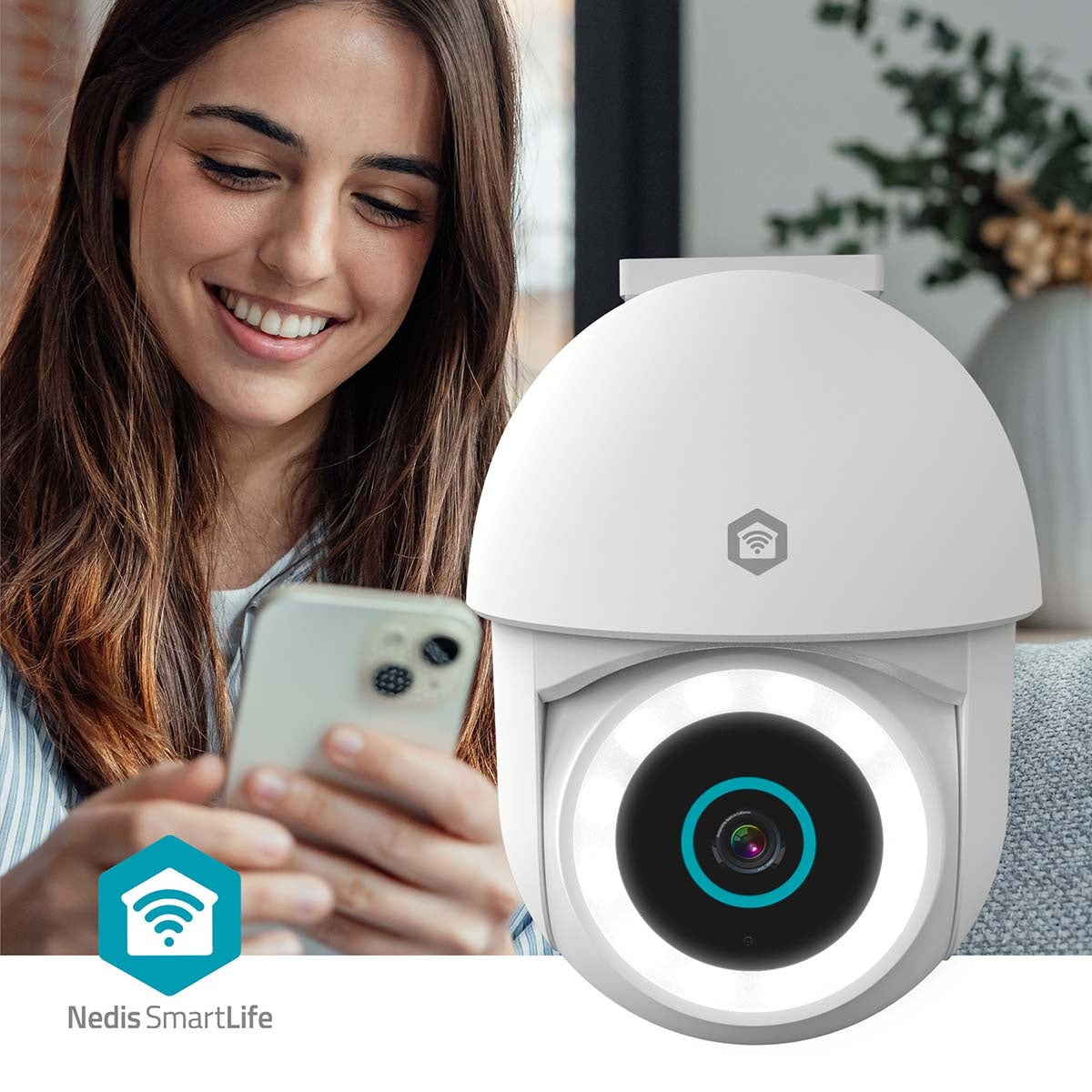 SmartLife Outdoor Camera | Wi-Fi | Spotlight | 3MP Full HD 1296p | Pan tilt | IP65 | Cloud Storage (optional) / microSD (not included) / Onvif | 5 V DC | With motion sensor | Night vision | White
