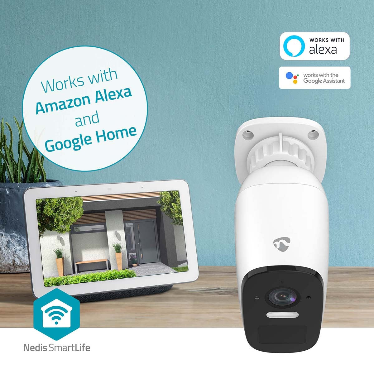 SmartLife Outdoor Camera | Wi-Fi | Spotlight | 4MP Quad HD 1440p / 2560x1440 | Pan tilt | IP66 | Max. battery life: 10 Months | Cloud Storage (optional) / microSD (not included) | 5 V DC | With motion sensor | Night vision | White