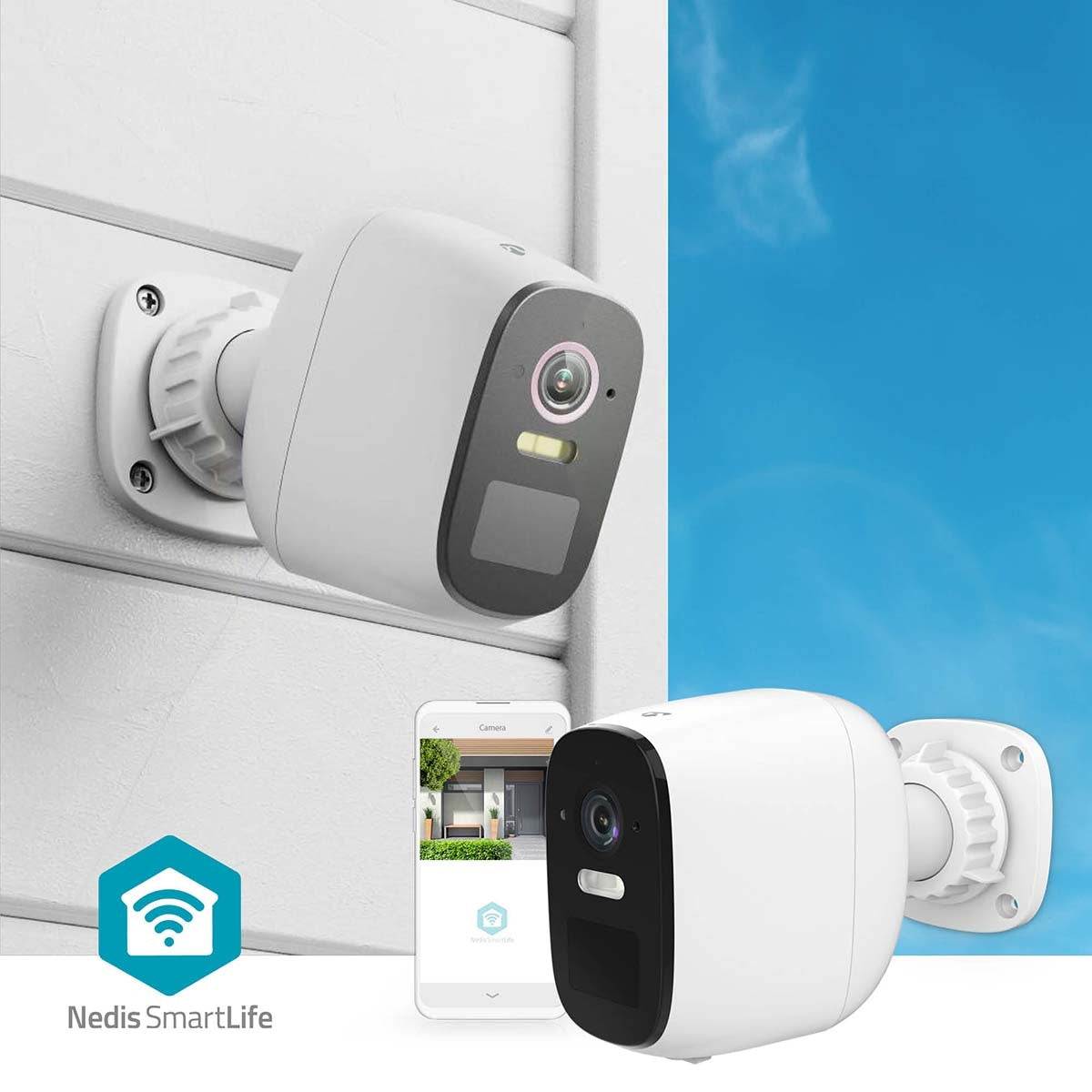 SmartLife Outdoor Camera | Wi-Fi | Spotlight | 4MP Quad HD 1440p / 2560x1440 | Pan tilt | IP66 | Max. battery life: 10 Months | Cloud Storage (optional) / microSD (not included) | 5 V DC | With motion sensor | Night vision | White
