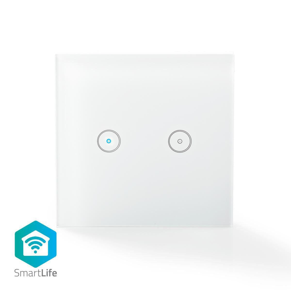 SmartLife Power Switch | Wi-Fi | Double | Wall mount | 1000 W | Android™ / IOS | Glass | White