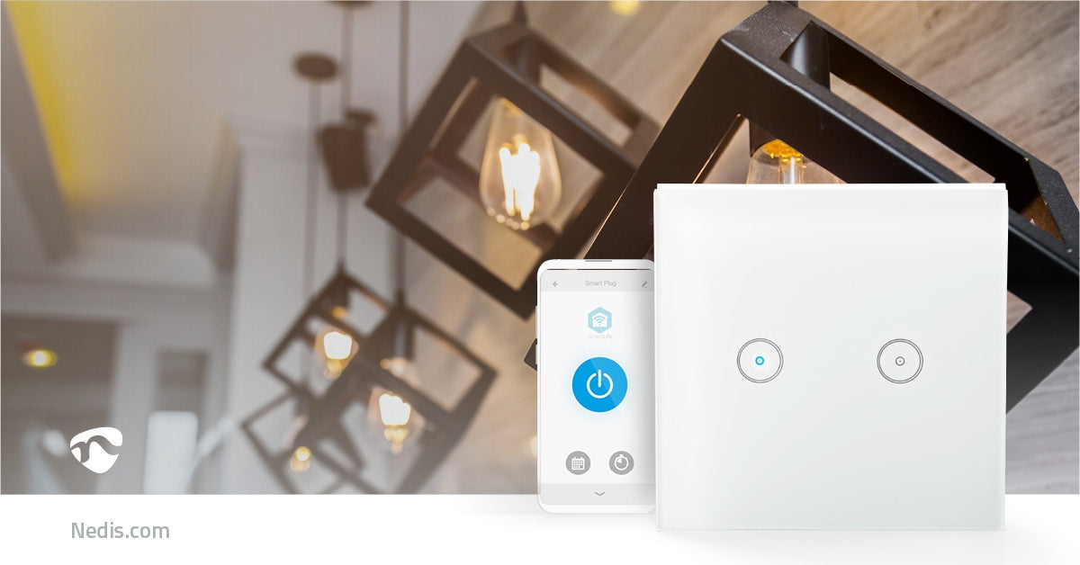 SmartLife Power Switch | Wi-Fi | Double | Wall mount | 1000 W | Android™ / IOS | Glass | White