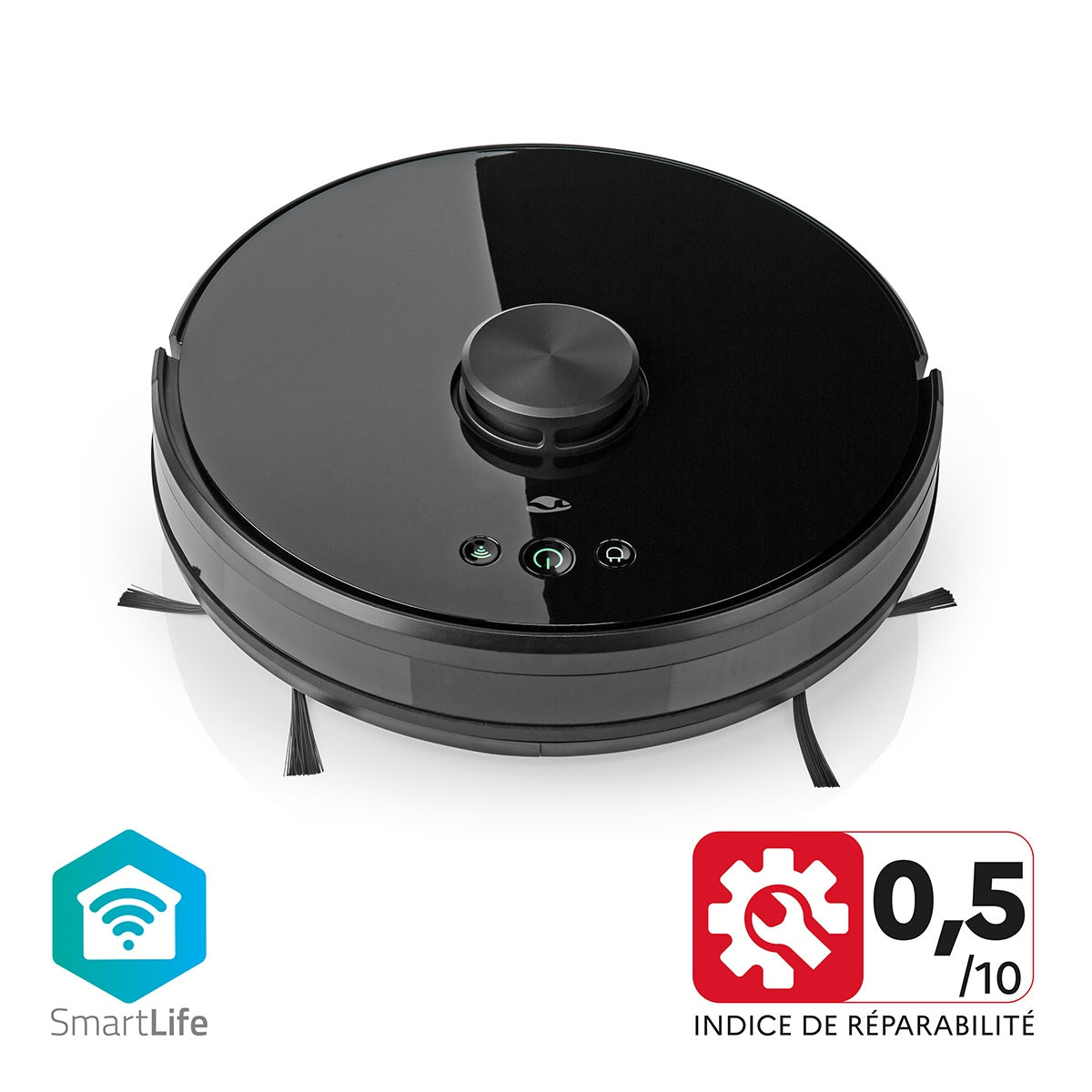 SmartLife Robot Vacuum Cleaner | Laser Navigation | Wi-Fi | Capacity collection reservoir: 0.6 l | Automatic charging | Maximum operating time: 2 hrs | Black | Android™ / IOS