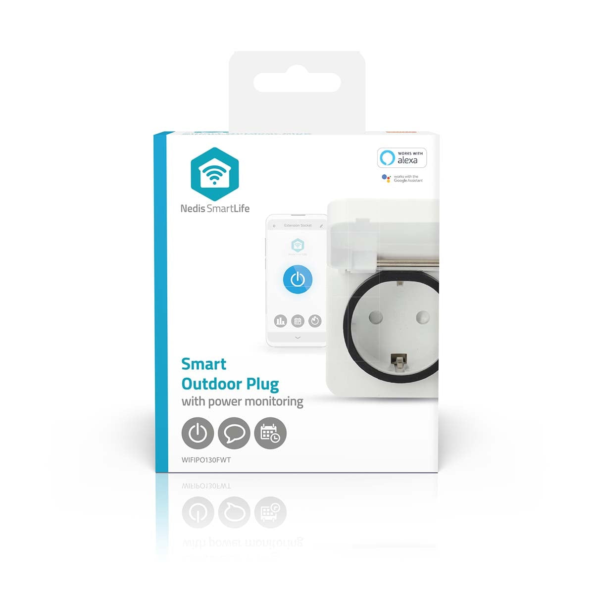 SmartLife Smart Plug | Wi-Fi | IP44 | 3680 W | Plug with earth contact | -25 - 55 °C | Android™ / IOS | Grey / White | 1 pcs