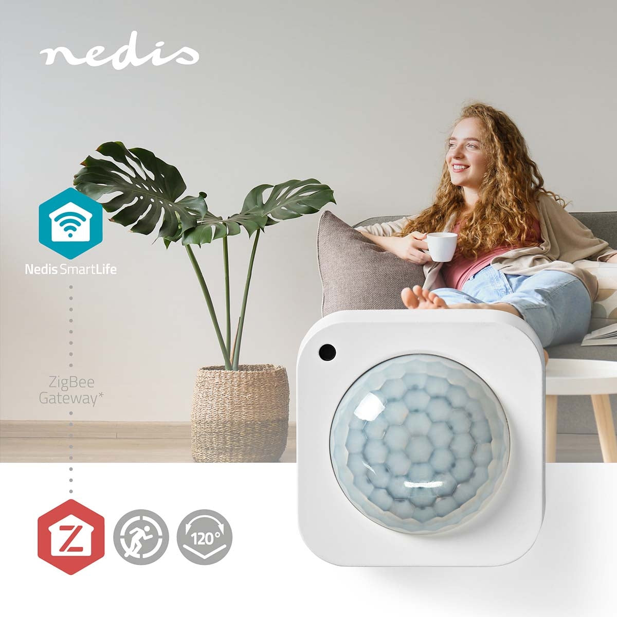 SmartLife Smart motion sensor | Zigbee 3.0 | Battery powered / USB power | Detector angle: 100 ° | Detector range: 7 m | Max. battery life: 24 Months | White