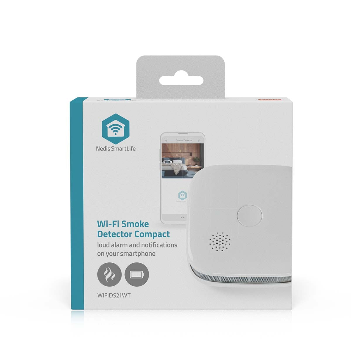 SmartLife Smoke Detector | Wi-Fi | Battery Powered | Sensor life cycle: 10 year | EN 14604 | Max. battery life: 24 Months | 85 dB | White | 1 pcs