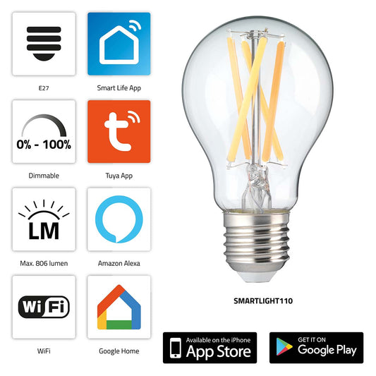 Smart Wi-Fi LED Bulb, Dimmable, E27, 806 Lumens