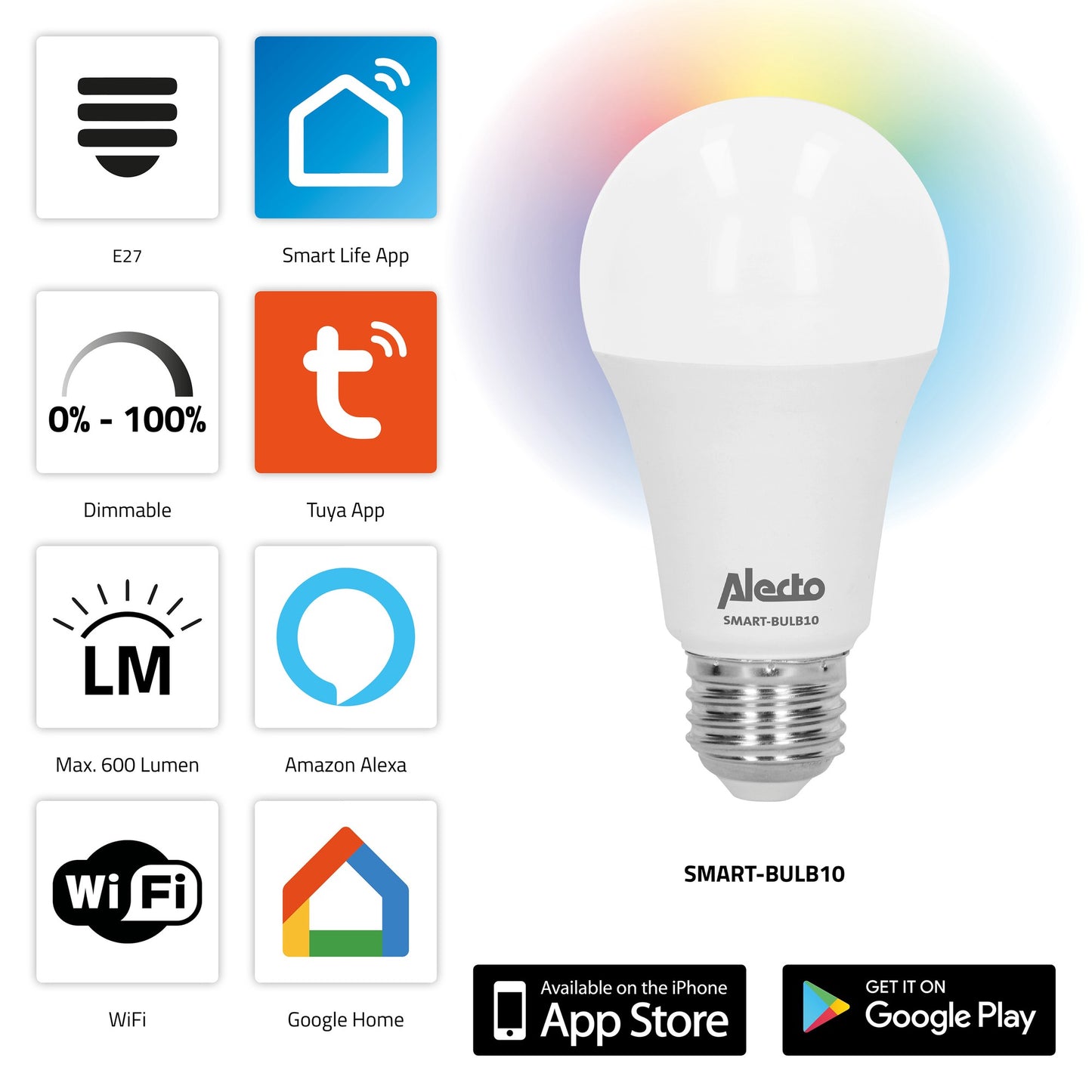 Smart Wi-Fi LED Bulbs, 2-Pack, Dimmable, Alexa Compatible