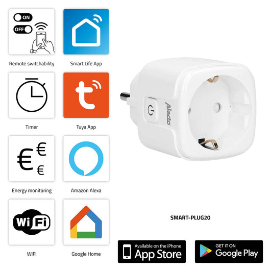 Smart Wi-Fi Plug with Energy Monitor, 16A 3680W, White
