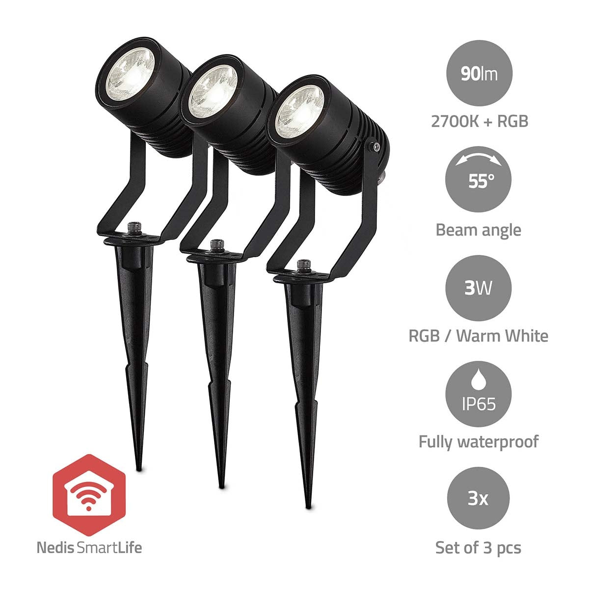 Smartlife Outdoor Light | 3 x 90 lm | Zigbee 3.0 | 3 x 3 W | RGB | 2700 K | Aluminium | Android™ / IOS
