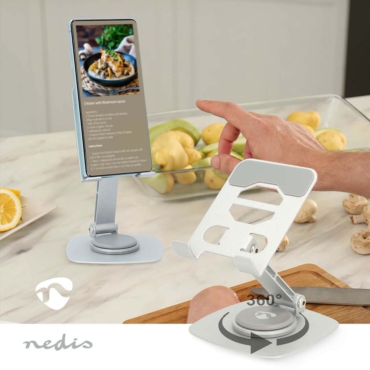 Smartphone Stand | Universal | Full Motion | Silver