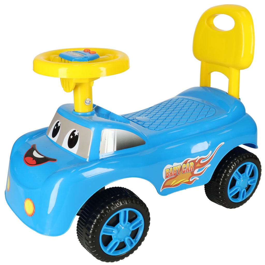 Smile car push ride with horn blue
