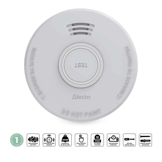 Smoke Alarm with Photoelectric Sensor, 1-Year Battery