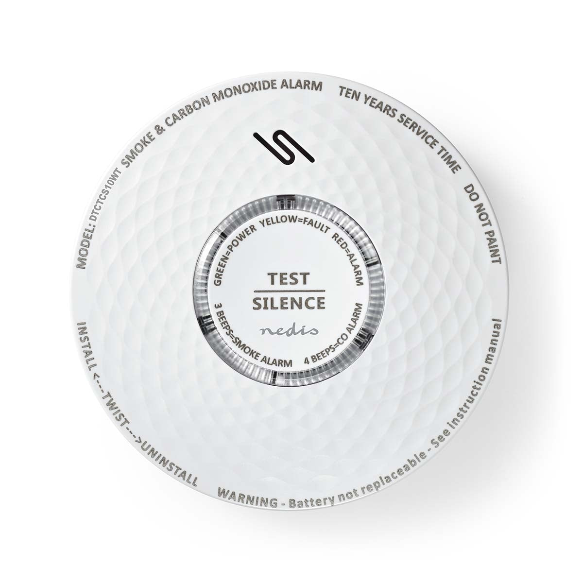 Smoke & Carbon Monoxide Alarm | Battery powered | Battery life up to: 10 years | EN 14604 | With test button | 85 dB| ABS | White