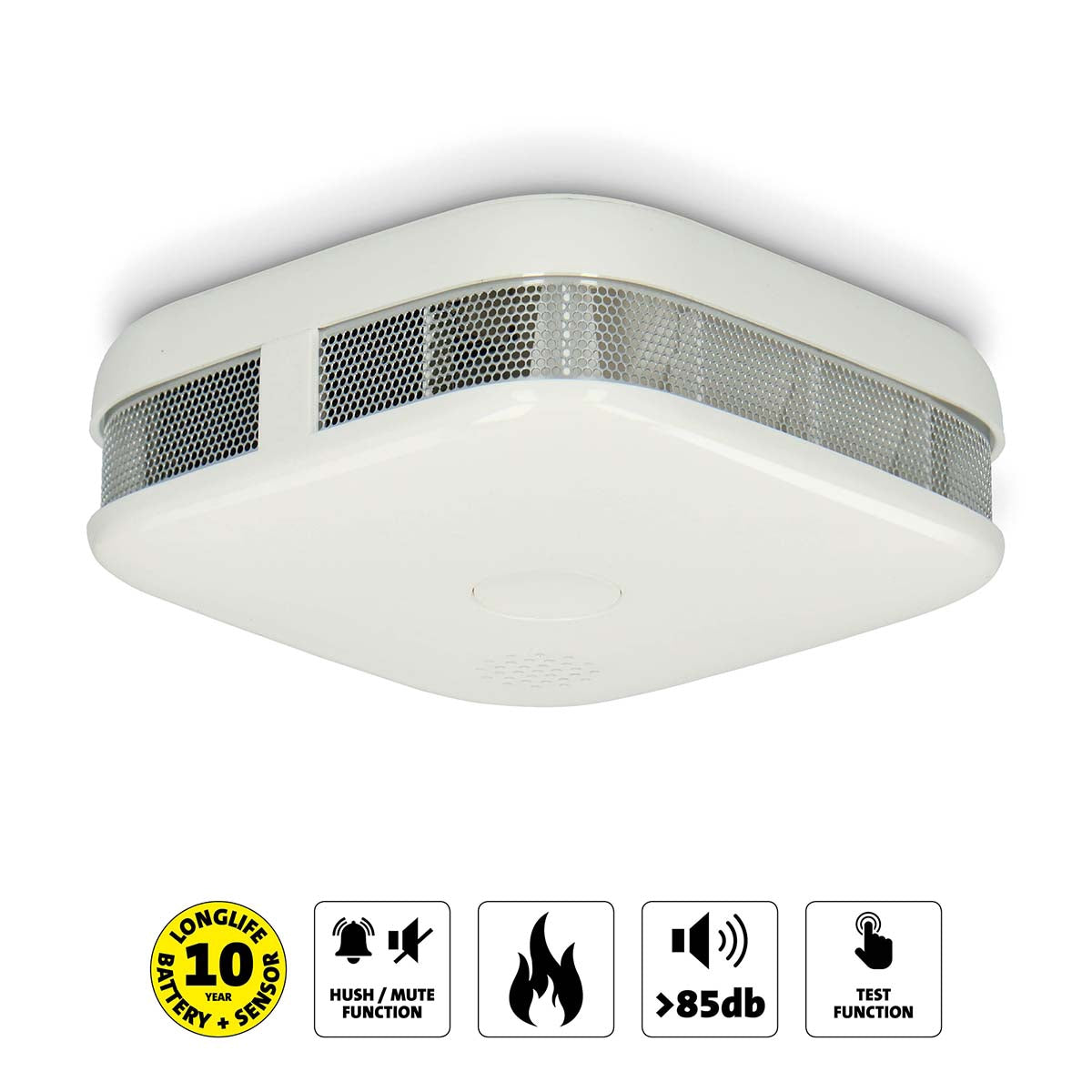 Smoke Detector, 10-Year Battery, 2-Pack, White