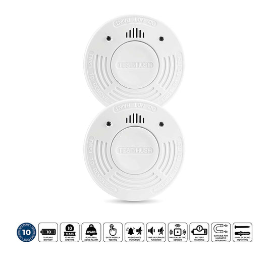 Smoke Detector 2-Pack, 10-Year Battery Life, White