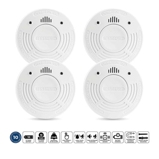 Smoke Detector 4-Pack, 10-Year Battery, White