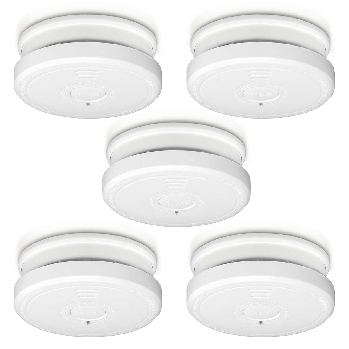Smoke Detector 5-Pack with Hush Button – White