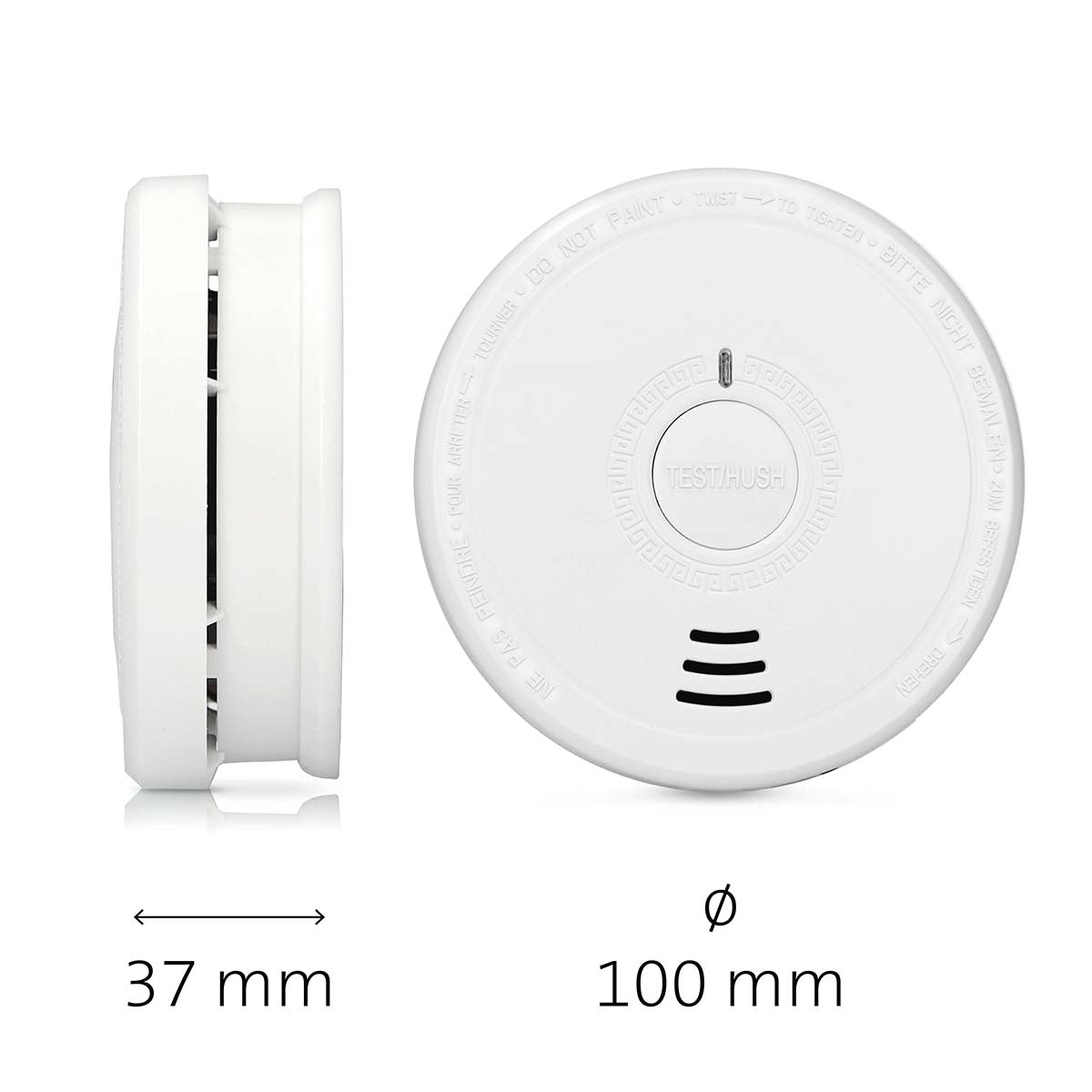 Smoke Detector 5-Pack with Hush Button – White