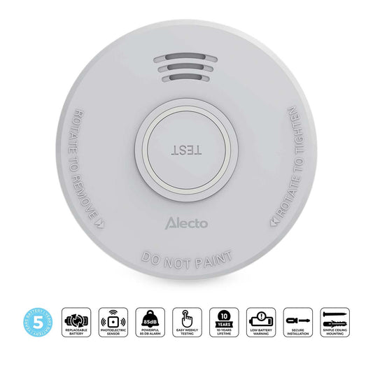 Smoke Detector, 5-Year Battery, White