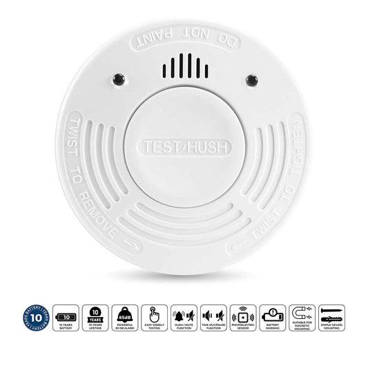 Smoke Detector with 10-Year Battery Life, White