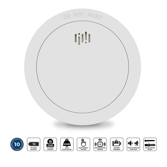 Smoke Detector with 10-Year Battery and Alarm