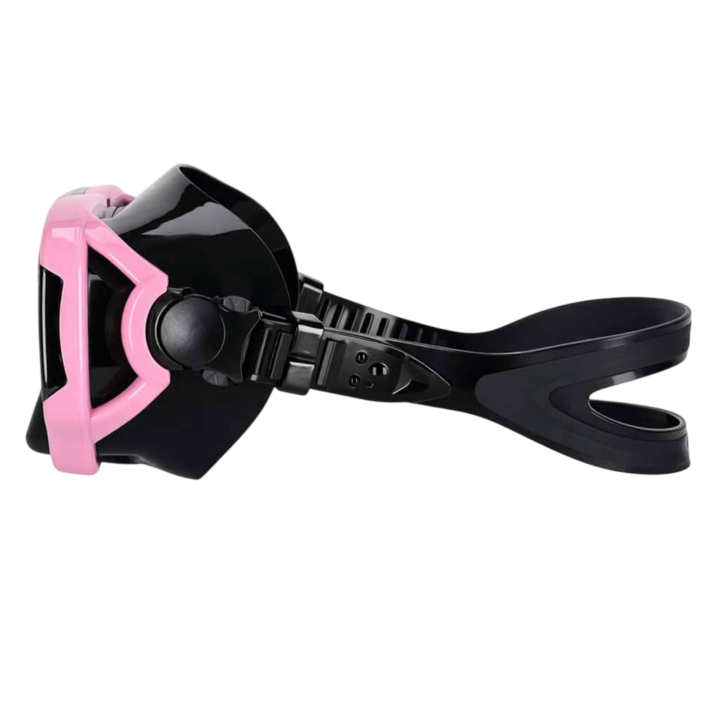 Snorkeling Set, Panoramic Mask and Dry Snorkel, Pink-Black