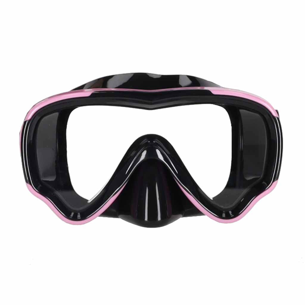 Snorkeling Set, Panoramic Mask and Dry Snorkel, Pink-Black