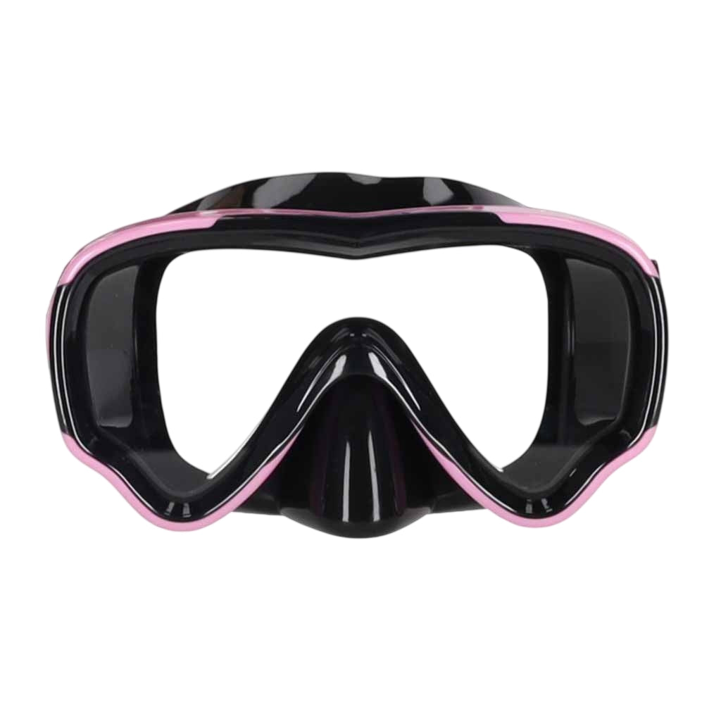 Snorkeling Set, Panoramic Mask and Dry Snorkel, Pink-Black