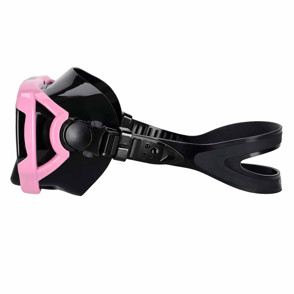 Snorkeling Set, Panoramic Mask and Dry Snorkel, Pink-Black