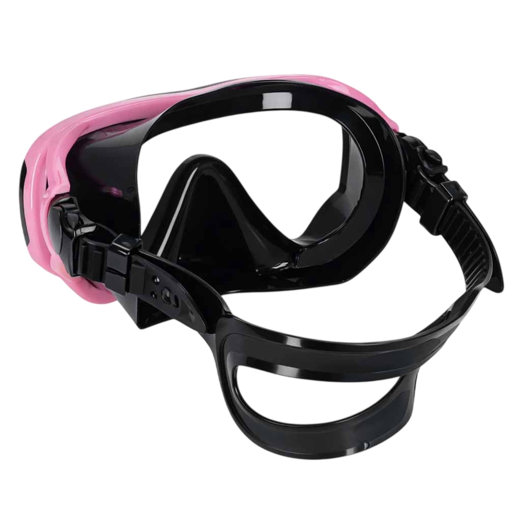 Snorkeling Set, Panoramic Mask and Dry Snorkel, Pink-Black