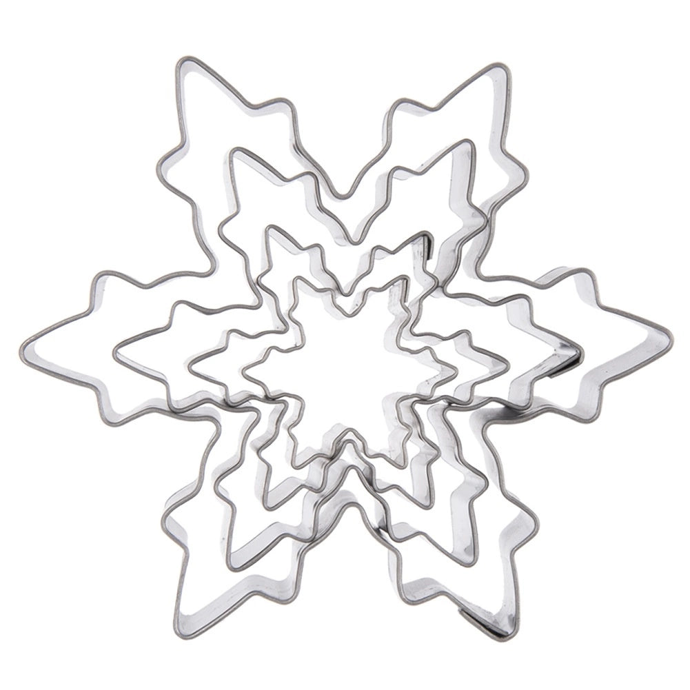 Snowflake Cookie Cutters Set, Stainless Steel, 4 Sizes