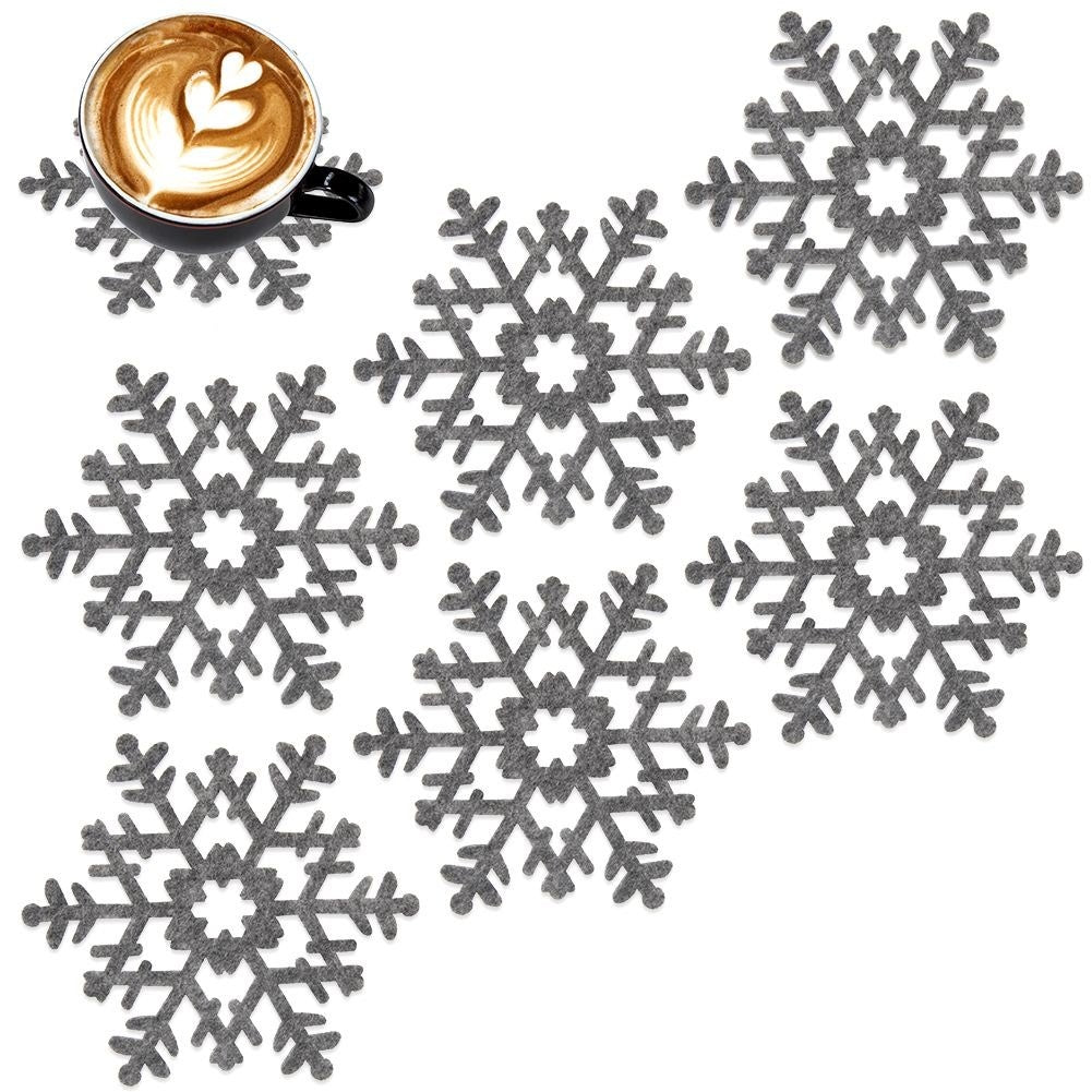 Snowflake-shaped mats for all vessels - gray felt set