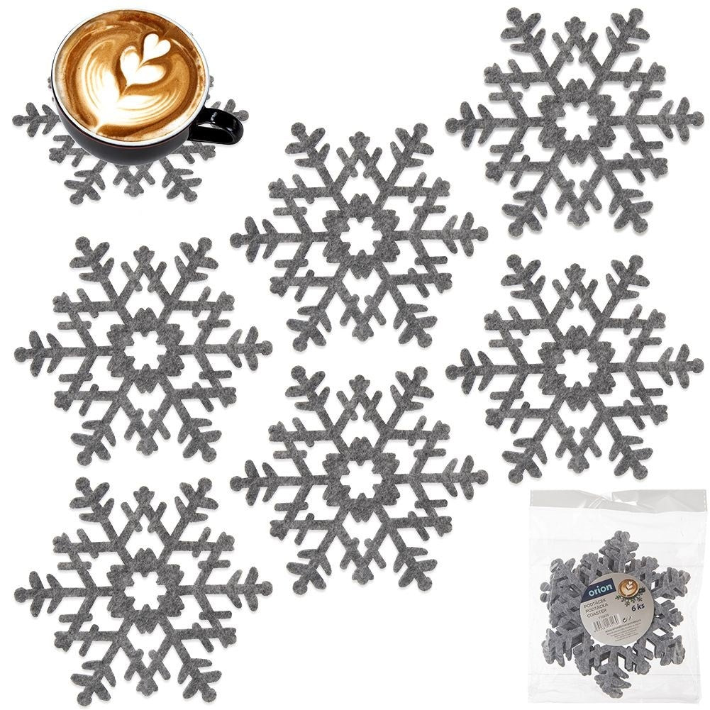 Snowflake-shaped mats for all vessels - gray felt set