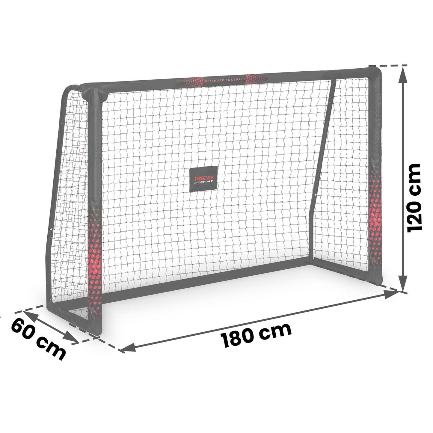 Soccer goal 180 x 120 x 60 cm, Black/Red, Model NS-463