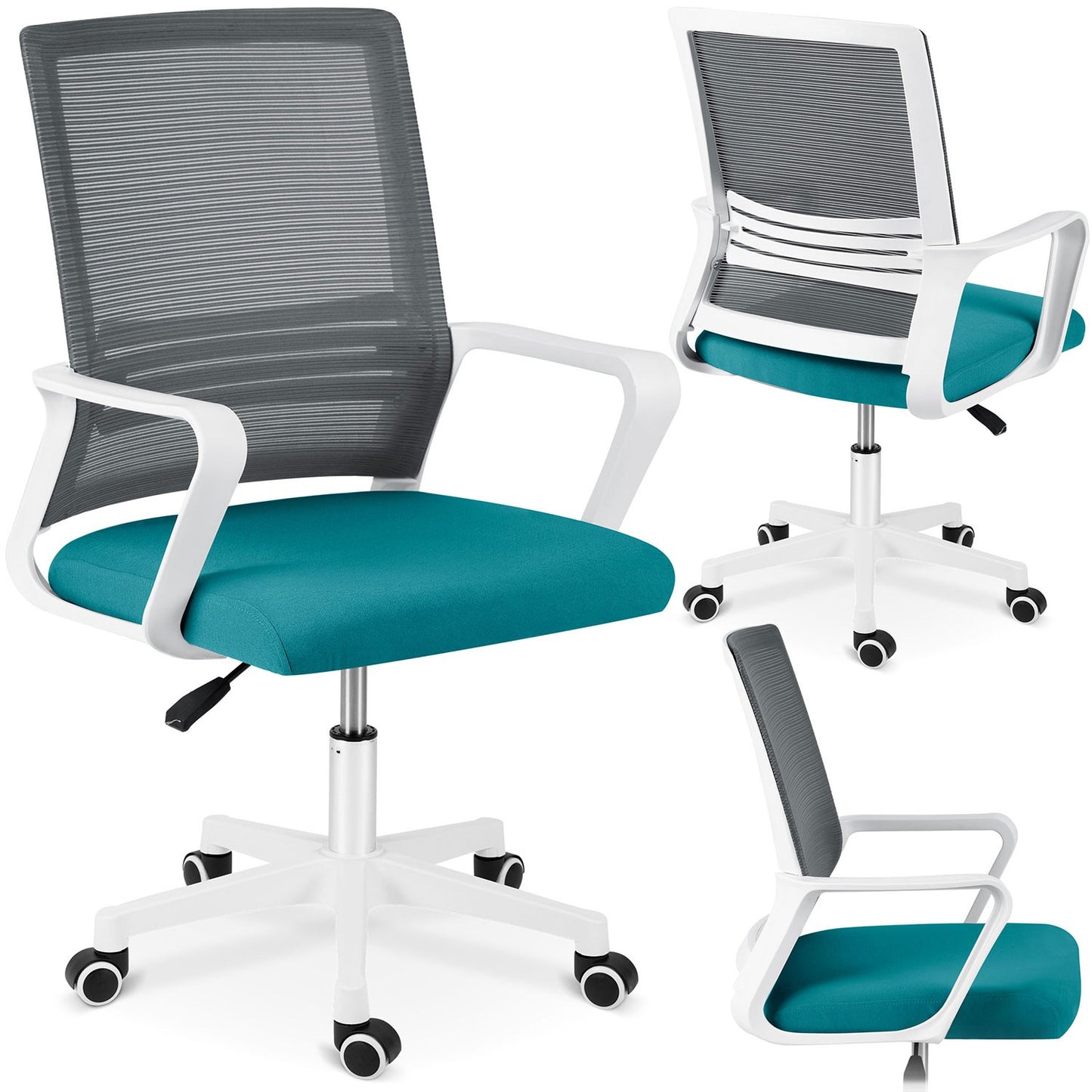 Sofatel Corta micromesh office chair, gray and turquoise