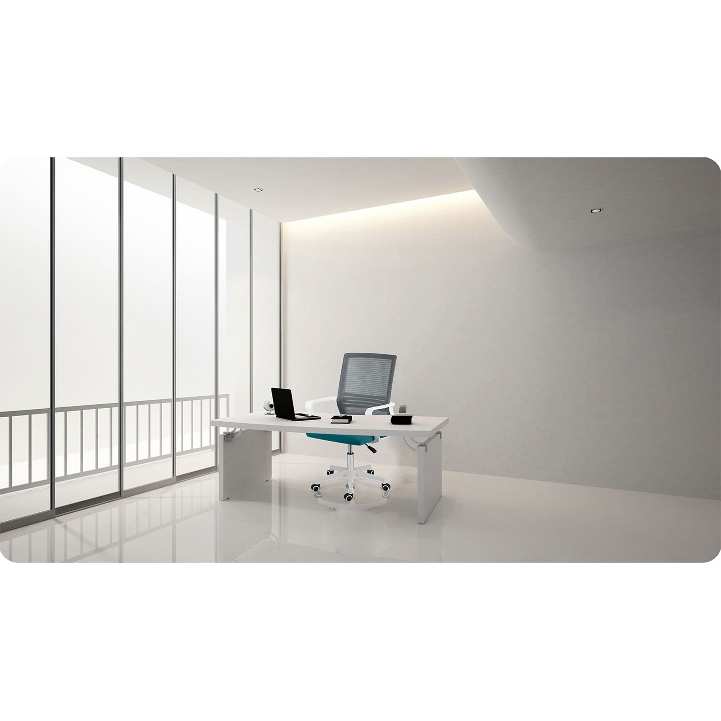 Sofatel Corta micromesh office chair, gray and turquoise