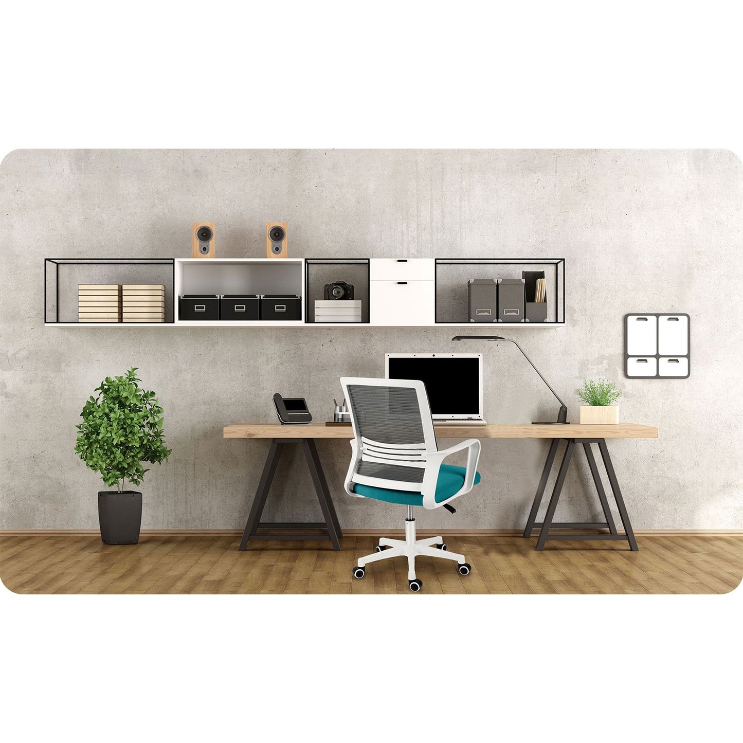 Sofatel Corta micromesh office chair, gray and turquoise
